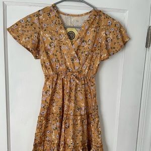 Girls Boho mustard yellow dress size 5/6